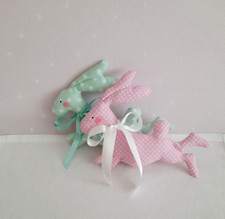 Hase, rosa+mint, 2er Set