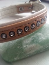 Hundehalsband von HUNTER XS 25/28 cm Beige weiß Halsband Glitzer NEUWERTIG