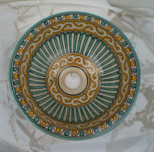 HANDBEMALTES KERAMIK HANDWASCHBECKEN * FES KERAMIK 30 cm grün & gold