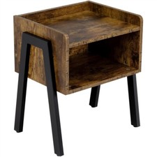 Retro Nachttisch stapelbarer Beistelltisch Nachtkommode Sofatisch mit 2 Ablagen