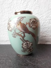 Porzellan-Vase Silber-Porzellan hellblau Veyhl Plüderhausen 8,5 cm hoch