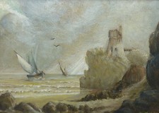 Meeresbrandung mit Leuchtturm