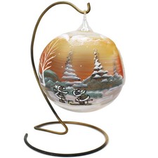 Teelichtkugel Glas Teelicht-Kugel Lichtkugel in Gold - Weihnachtskugel & Ständer