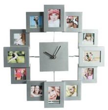 Wanduhr für 12 Bildern Fotogalerie mit Uhr