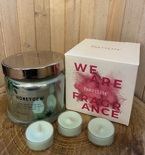 Partylite Honigmelone 3 Docht Duftwachsglas und 3 Teelichter, Neu mit OVP