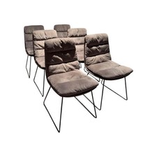 KFF 6er Set Stuhl Arva Leder Dakota 6006 Grey Drahtkufengestell 