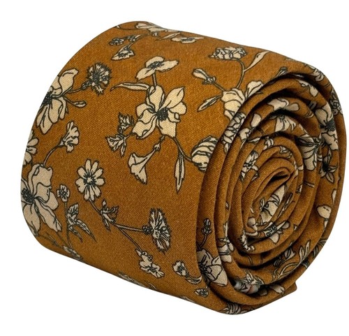 Ocre gelbe florale krawatte - florale,