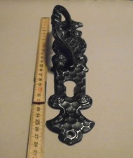 PZ Griff Langschild schwarz gehämmert Antik Türe Vintage Schmiedeeisen