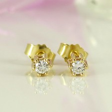 SOLITÄR Ohrstecker NEU 585 Gelbgold 2 Diamanten Brillanten 0,18 ct Wesselton si