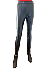PU Leggings Größe 44 Lederimitat mit Dehnbund und Reißverschluss Schwarz