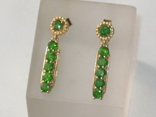 JUGENDSTIL SILBER Ohrringe 12 x grüner TURMALIN ausgefallen Ohrstecker verg.