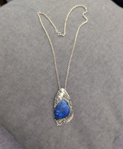 925 silberkette mit blauem - 925,