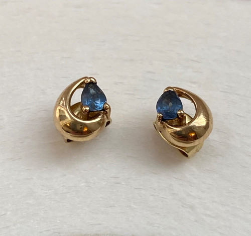 Ohrstecker gold blauer - 9,