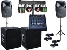 PA Komplett Set 16 Powermixer Anlage LED Licht 4 Kanal USB Musikanlage 3000Watt