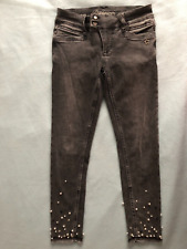 Besondere Glücksstern Damen Jeanshose Grau Nina mit Perlen Gr.W27  NEU