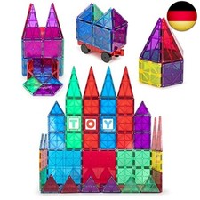 Playmags Magnetische Bausteine –56-Teiliges Magnetbausteine Inklusive Auto – Bun