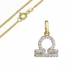Sternzeichen Anhänger, Zirkonia Steine ,Gold333(8K), mit vergoldeter Silberkette