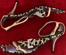 EL DANTES Couture Damen Schuhe Sandale 41 Beige Braun LEO Strass 8cm hoch OVP