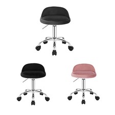 EUGAD Bürohocker mit Rollen Drehhocker Arbeitshocker Sitzhöhe verstellbar Samt