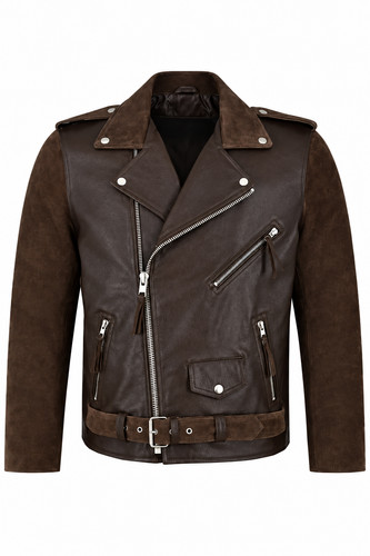 Herren braun bikerjacke - herren, 100%