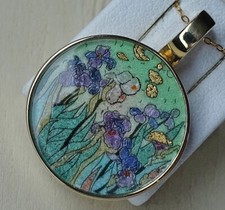 Edelstein Gemälde Clip Anhänger Jade Rubin Amethyst Opal 9kt 375 Gold ♦️♦️ 8928