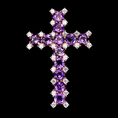 Amethyst kreuz anhänger 925 - amethyst,