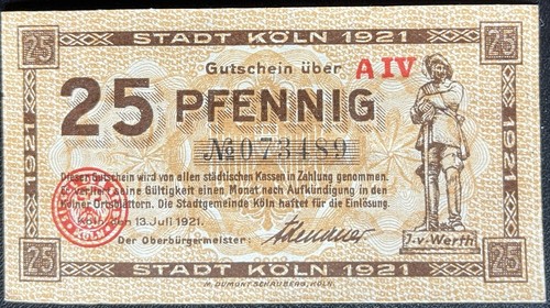 Pfennig stadt köln 1921 - 25,