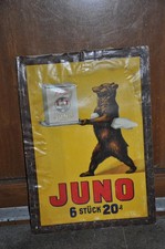 Altes Reklameschild 30/40er Jahre,Juno Zigaretten,Josetti,Raucher,Tabak,Bär