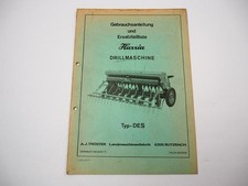 Hassia DES Drillmaschine Betriebsanleitung Ersatzteilliste 1975