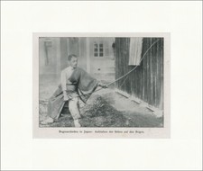 Bogenschießen in Japan Aufziehen Sehne auf Bogen Schütze Tracht Faksimile SP 295