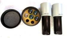 2x Okular P 25x8 Mikroskop Zeiss Jena und ein Behälter mit 5 farbigen Birnchen
