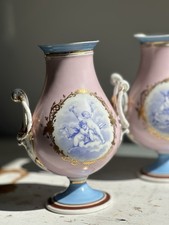 Antike Porzellan Vasen Amphore Handbemahlt Um 1900