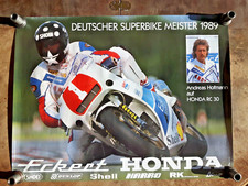 Poster Eckert Honda  RC30 Deutscher Superbikemeister 1989 Andy Hofmann, 64x48cm