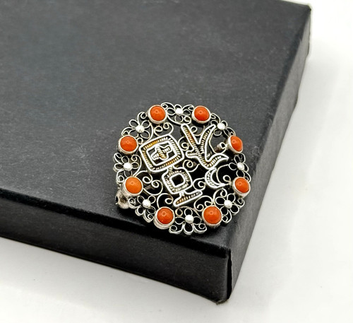 Silber filigran brosche mit - silber,