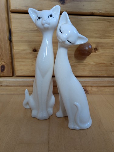 Katzenpaar keramik weiß - **, keramik,