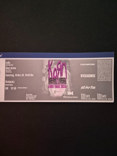 Korn berlin 2026 - berlin, 14.11.2026
