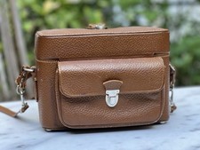 Kameratasche Fototasche mit Tragegurt Leder Braun Vintage Original
