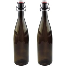 2 x braune Glasflasche 1 Liter mit Bügelverschluss Bügelflasche Essig Ölflasche