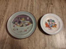 Schramberg Majolika Weihnachten Teller 2 Stück Durchmesser 21 / 16 cm