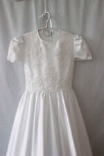 Langes Kommunionkleid aus Satin mit Spitze und Perlen Reifrock NEU Gr. 134