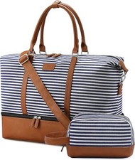 Sucipi Reisetasche Damen Weekender Damen Groß Canvas PU-Leder Handgepäck Tasche