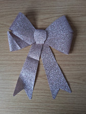 große Deko Schleife, altrosa mit Glitzer, 22x28cm