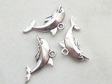 5x Anhänger *Delfin 12x22mm Charms Maritim Meer Delphin Schmuck Deko Basteln