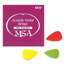 1 SATZ GITARREN SAITEN FÜR WESTERNGITARRE AKUSTIK STAHLSAITEN 010 + 3xPIK GRATIS