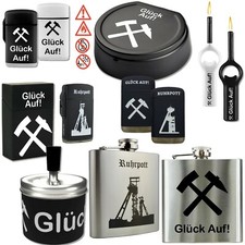 Ruhrpott o. Glück auf! Feuerzeug Jet Aschenbecher Zigarettenbox Flachmann Ascher