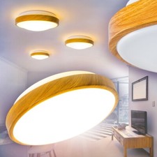 LED Deckenlampe Rund Holzoptik