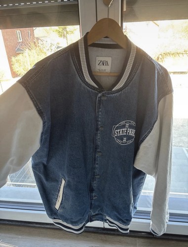 Zara collegejacke denim blau - zara,