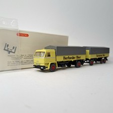 Wiking 1:87, MAN- Büssing BS 16 L, Pritschen Lastzug, "Herforder Bier",# 8490239