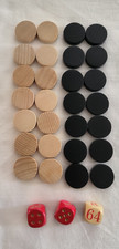 Backgammon 28 Holz Spielsteine Ersatz 22 mm Durchmesser + 3 Würfel