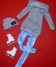 %***Barbie Kleidung,Longpullover,Mütze,Jeanshose,Schlittschuhe*Standard 29cm***%